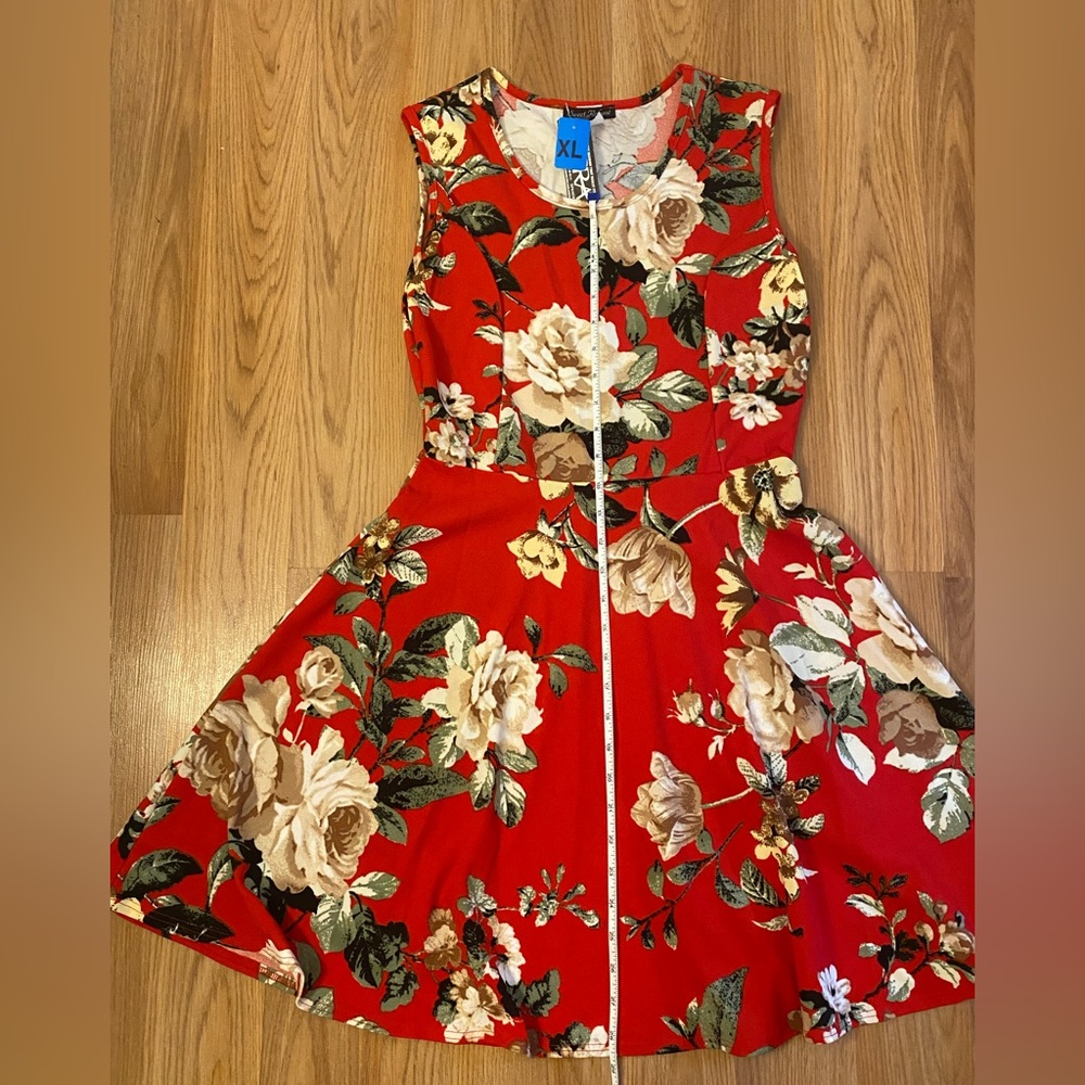 Sweet Robyne Red Floral Sleeveless Dress Size XL